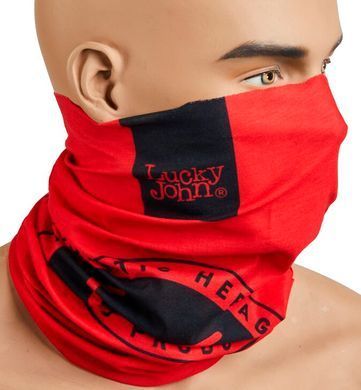 Бафф - защита лица/шеи/головы Lucky John BANDANA BR (PL,черный / красный) / AM-6513