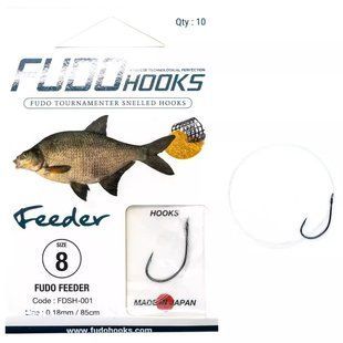 Крючки с поводками Fudo Feeder Black 8 0.18mm 85cm (10 шт.)