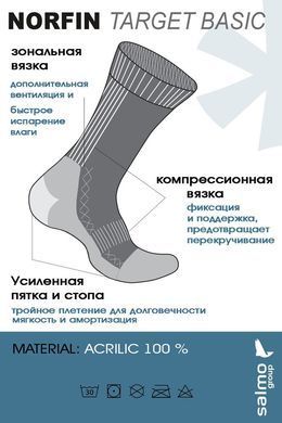Носки Norfin TARGET BASIC T1M (100% акрил) р.(42-44) L