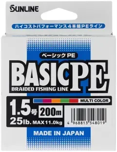 Шнур Sunline Basic PE 200m (Multi Color) #1.5/0.209mm 25lb/11kg