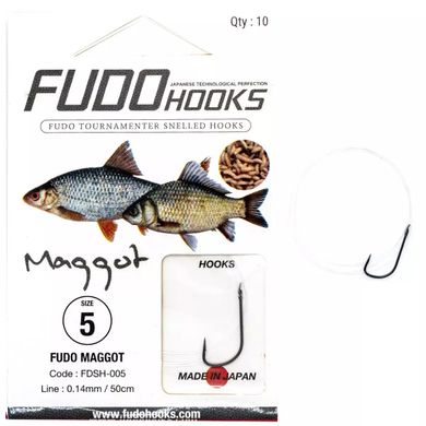 Крючки с поводками Fudo Maggot Black 5 0.14mm 50cm (10 шт.)