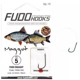 Крючки с поводками Fudo Maggot Black 9 0.10mm 50cm (10 шт.)