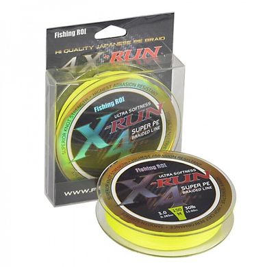 Шнур Fishing ROI X-Run Braid 4PE 150м 0,09мм 2.27кг цвет-Lemon Yellow