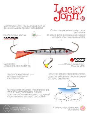 Балансир Lucky John CLASSIC 8 з тр. 80мм/12HRT блістер