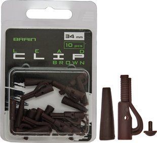Безопасная клипса Brain Lead Clip With Stopper 34mm Brown (10 шт/уп) SGXA-90472