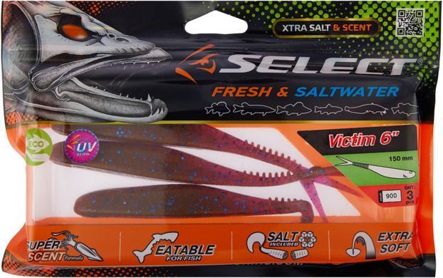 Силікон Select Victim V-Tail 6" #900 (3 шт/уп)