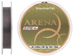 Шнур Favorite Arena PE 4x 100m (silver gray) #0.3/0.09mm 6.5lb/3kg