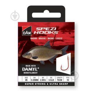 Крючок с поводком DAM Sumo Spezi Bream №14 (лещ) 10шт. (red)