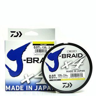 Шнур Daiwa J-Braid X4E 135m Yellow 5.9kg 0.13mm #1.0 (12740-013)