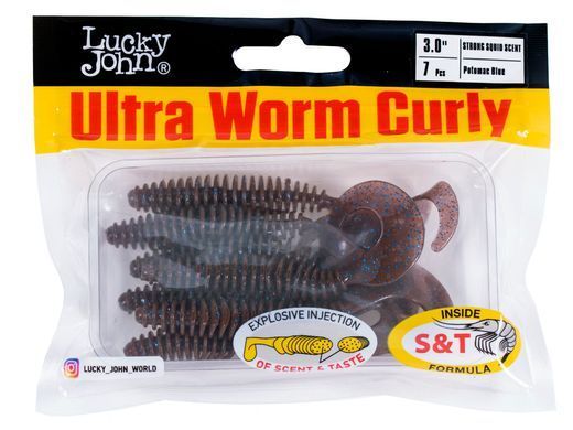 Твистеры съедоб. искусст. LJ Pro Series ULTRAWORM CURLY 3,0in (07.62)/S63 7шт.