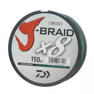 Шнур Daiwa J-Braid Х8 150m Dark Green 18.0kg 0.24mm #3.0 (12751-024)