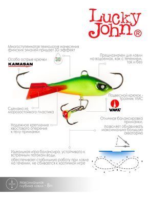 Балансир Lucky John BALTIC 4 з тр. 40мм/26RT блістер