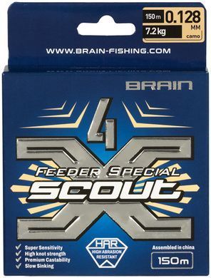 Шнур Brain Scout 4X 150m (camo) 0.128mm 7.2kg