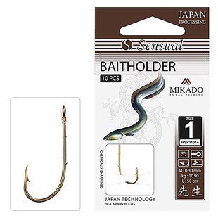 Крючок с поводком Mikado Sensual Baitholder № 1 (ушко) 10шт. (bronze)