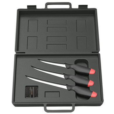 Набір ножів DAM 4 предмета (3 філейні ножа + точилка) у валізі