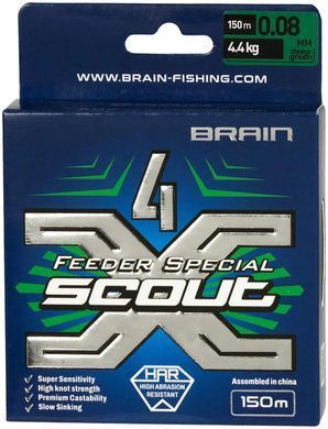 Шнур Brain Scout 4X 150m (deep green) 0.080mm 4.4kg