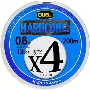 Шнур Hardcore X4 0,6 200м 12lbs 5.4kg