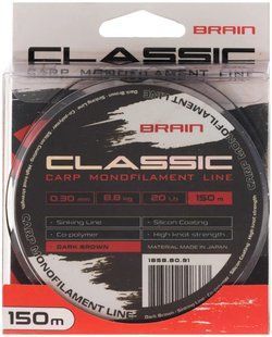 Волосінь Brain Classic Carp Line (dark brown) 150m 0.30mm 20lb 8.8kg