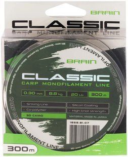 Леска Brain Classic Carp Line (3D camo) 300m 0.30mm 20lb 8.8kg