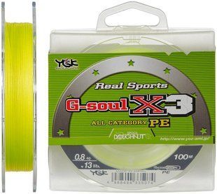 Шнур YGK G-Soul X3 150m (желтый) #0.25/0.080mm 4lb