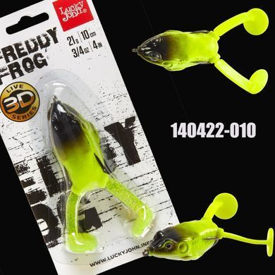 Приманка-жаба Lucky John Freddy Frog 3D Series 4in (6шт), плавучая, 21гр (цвет 90) (140422-010)
