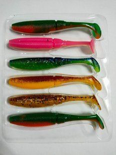 Силикон Nomura Rolling Shad (съедобный) 100мм 9гр. цвет-087 (yellow red glitter) 6шт (MIX)