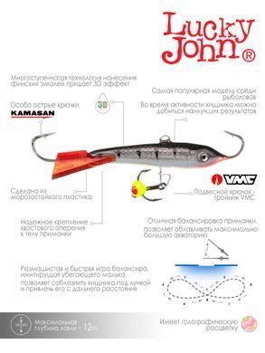 Балансир Lucky John CLASSIC 7 з тр. 70мм/12HRT блістер