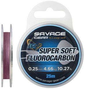 Флюорокарбон Savage Gear Super Soft EGI 25m 0.25mm 4.66kg Pink
