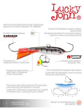 Балансир Lucky John CLASSIC 5 з тр. 50мм/12HRT блістер