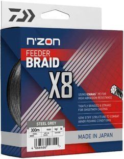 Шнур Daiwa N`Zon X8 Braid 300m Steel Gray 8.5kg 0.12mm (12410-312)