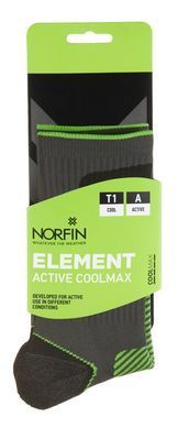 Носки Norfin T1A ELEMENT ACTIVE COOLMAX CREW (70% coolmax,18% PL, 7% Ny, 5% эласт.) р.(45-47) XL