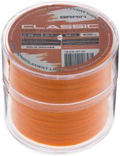 Волосінь Brain Classic Carp Line (solid orange) 600m 0.35mm 25lb 10.7kg