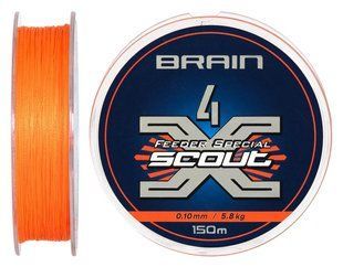 Шнур Brain Scout 4X 150m (fluoro Orange) 0.100mm 5.8kg