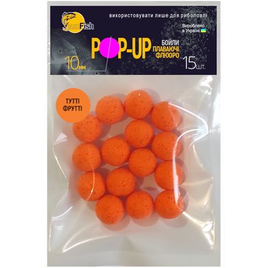 Бойли Плаваючі Флюоро SunFish Pop-Up Тутті Фрутті 10mm 15шт (SF201703)