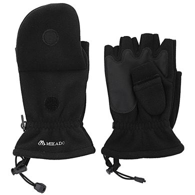Перчатки-варежки Mikado UMR-08B с обрезанными пальцами флис L цвет- черный
