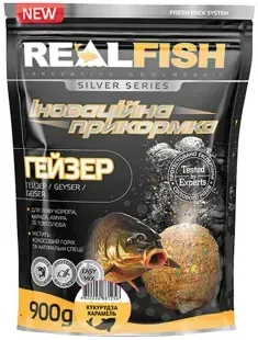Прикормка Real Fish Silver Series Гейзер Кукуруза-карамель 0.9kg