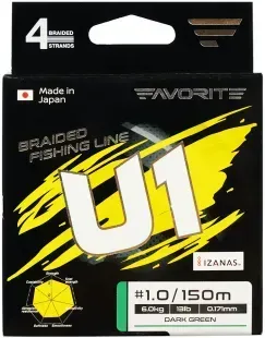 Шнур Favorite U1 4x 150м (dark green) #0.6/0.132mm 8lb/3.6kg