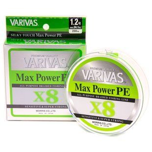 Шнур Varivas Max Power 200m PE X8 Lime Green 10.8kg 0.185mm #1.2 (VA 13514)