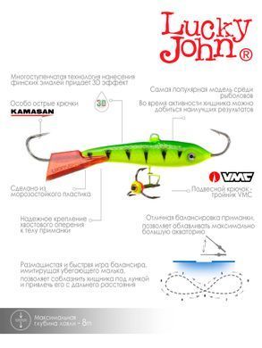 Балансир Lucky John CLASSIC 5 з тр. 50мм/36RT блістер