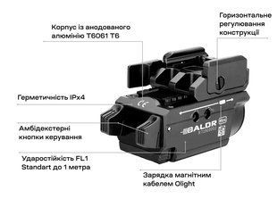 Фонарь Olight Baldr Mini, red laser, ц:black