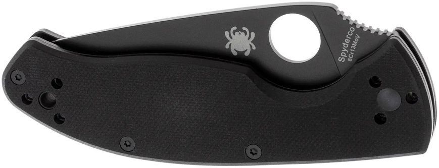 Нож Spyderco Tenacious Black Blade, 8Cr13MoV, G-10, полусерейтор ц:black