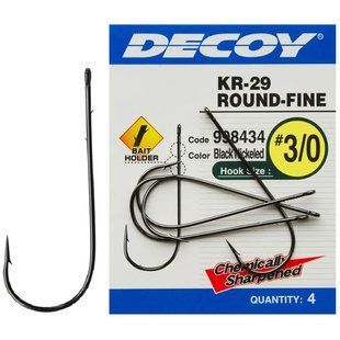 Крючок Decoy KR-29 WORM ROUND-FINE 2/0. 4 шт/уп