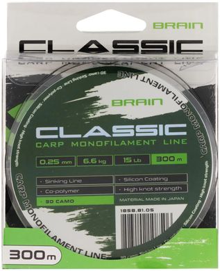 Леска Brain Classic Carp Line (3D camo) 300m 0.25mm 15lb 6.6kg