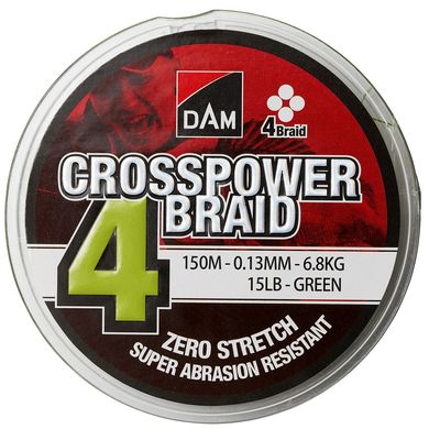 Шнур DAM Crosspower 4-Braid 150м 0.10мм 4.5кг (зелений)