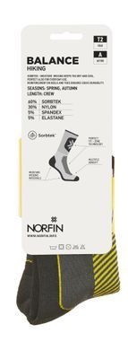 Носки Norfin T2A BALANCE HIKING CREW (60% Sorbtek, 30% Ny, 5% спандекс, 5% эласт.) р.(39-41) M