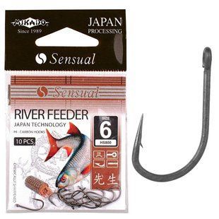 Крючок Mikado Sensual River Feeder №12 (ушко) 10шт. (black nickel)