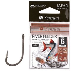 Крючок Mikado Sensual River Feeder №4 (ушко) 10шт. (black nickel)