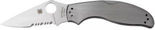 Нож Spyderco UpTern, 8Cr13MoV, Stainless Steel, полусерейтор ц:gray