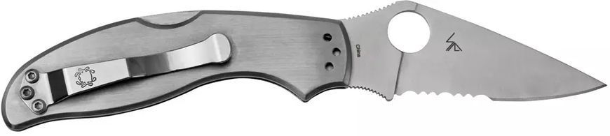 Нож Spyderco UpTern, 8Cr13MoV, Stainless Steel, полусерейтор ц:gray