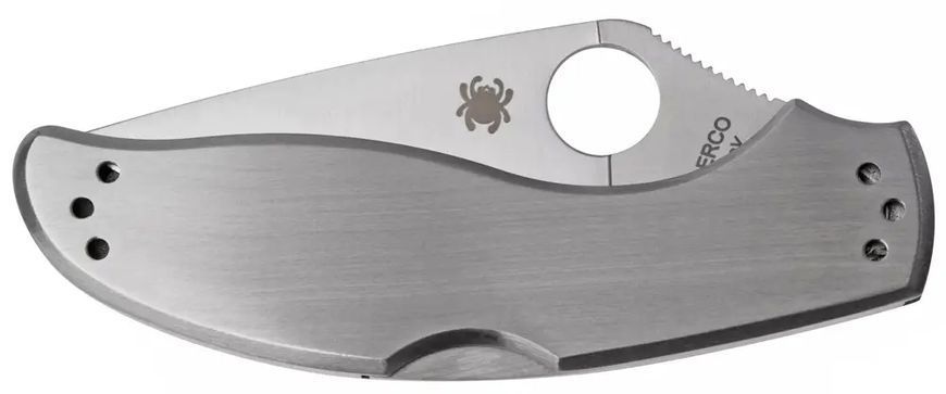 Нож Spyderco UpTern, 8Cr13MoV, Stainless Steel, полусерейтор ц:gray